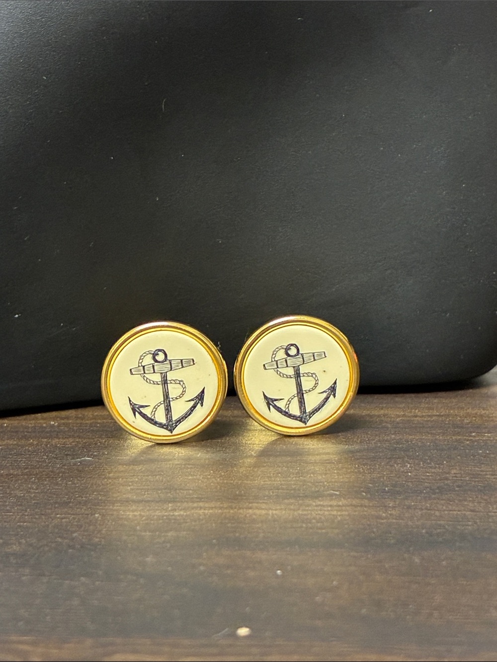 Vintage 1980s Barlow Gold Anchor Cufflinks for Men - Nautical Coastal Preppy